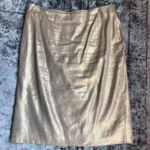 Gold Linen Pencil Skirt Size 10 Anne Klein